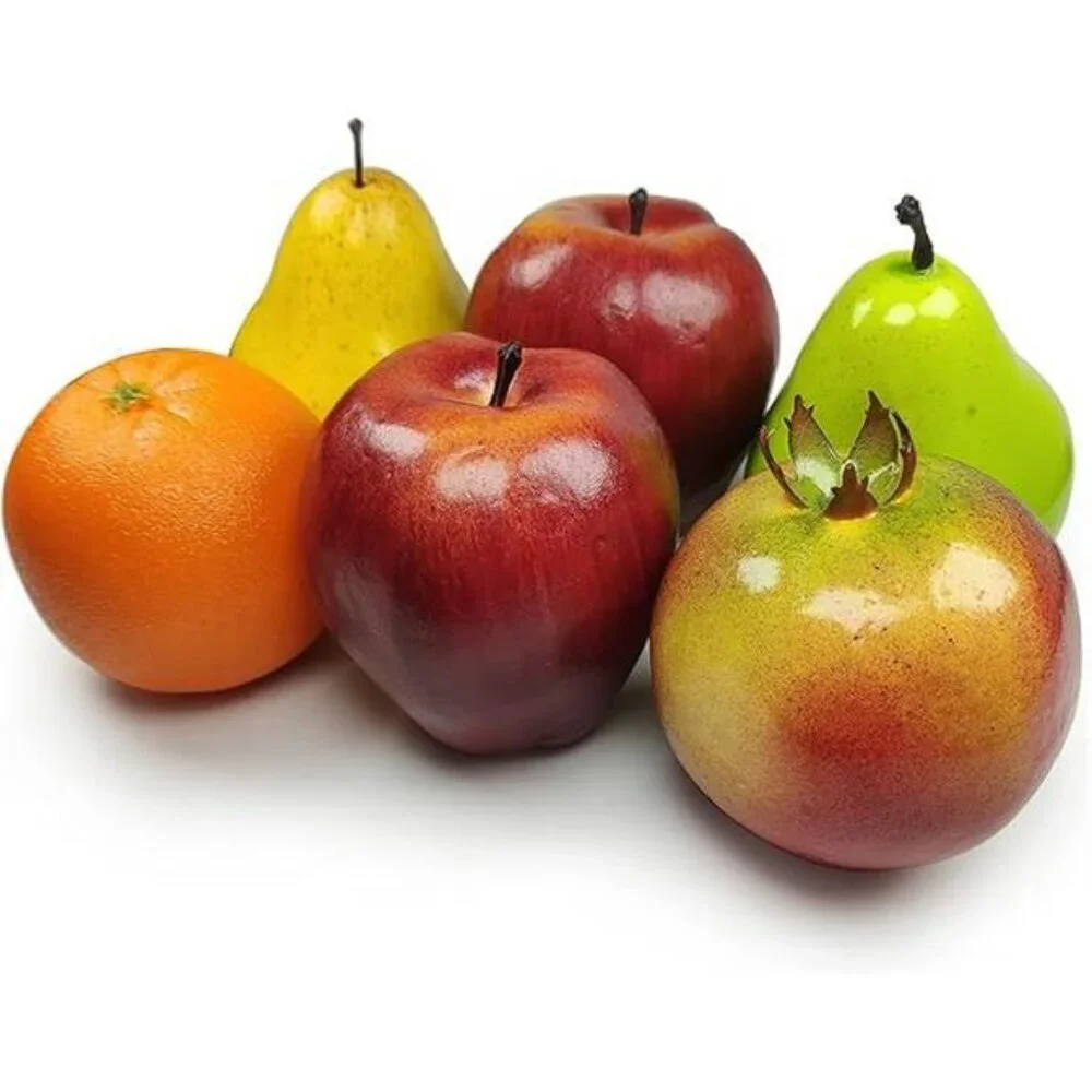 6pcs artificial fruit set fake apples pears oranges pomegranate home party decor